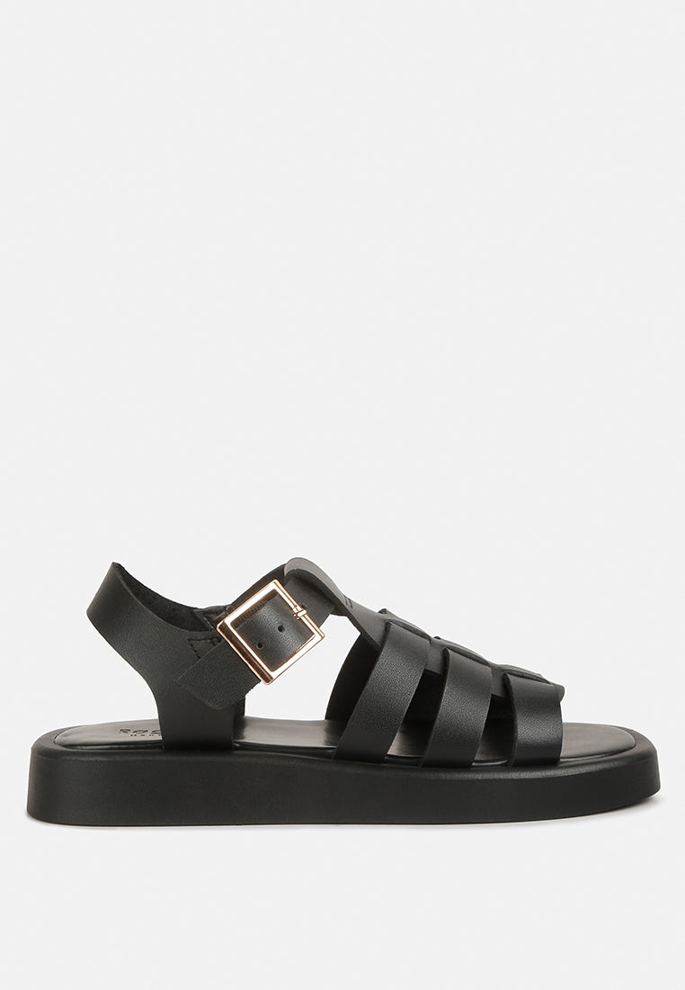 dacosta genuine leather gladiator platform sandals by ruw#color_black
