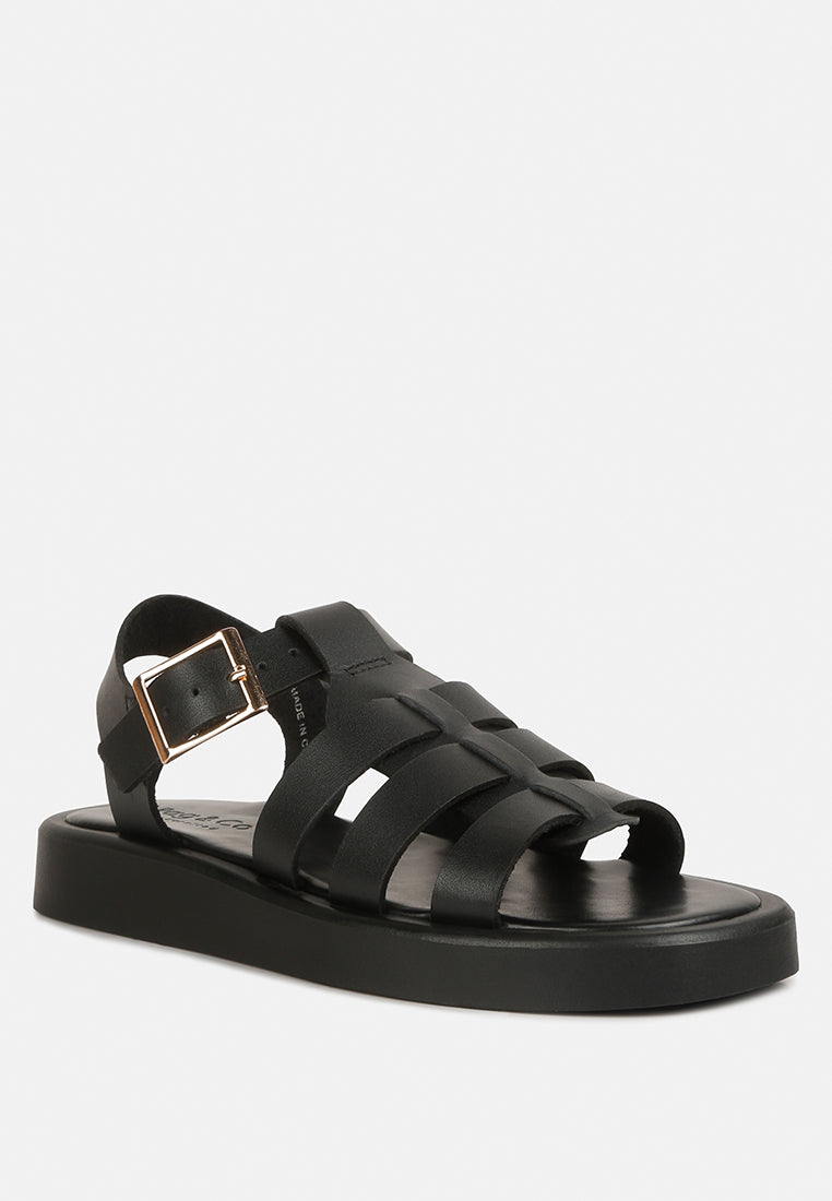 dacosta genuine leather gladiator platform sandals by ruw#color_black