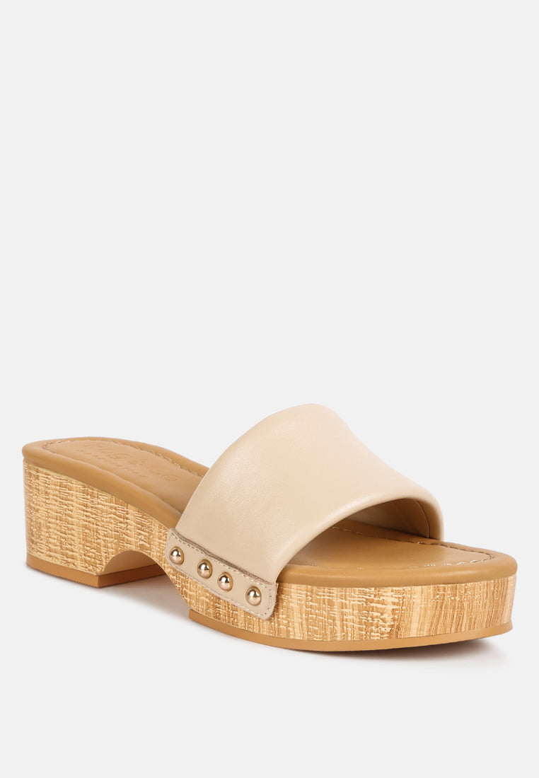minny textured heel leather slip on sandals by ruw#color_beige