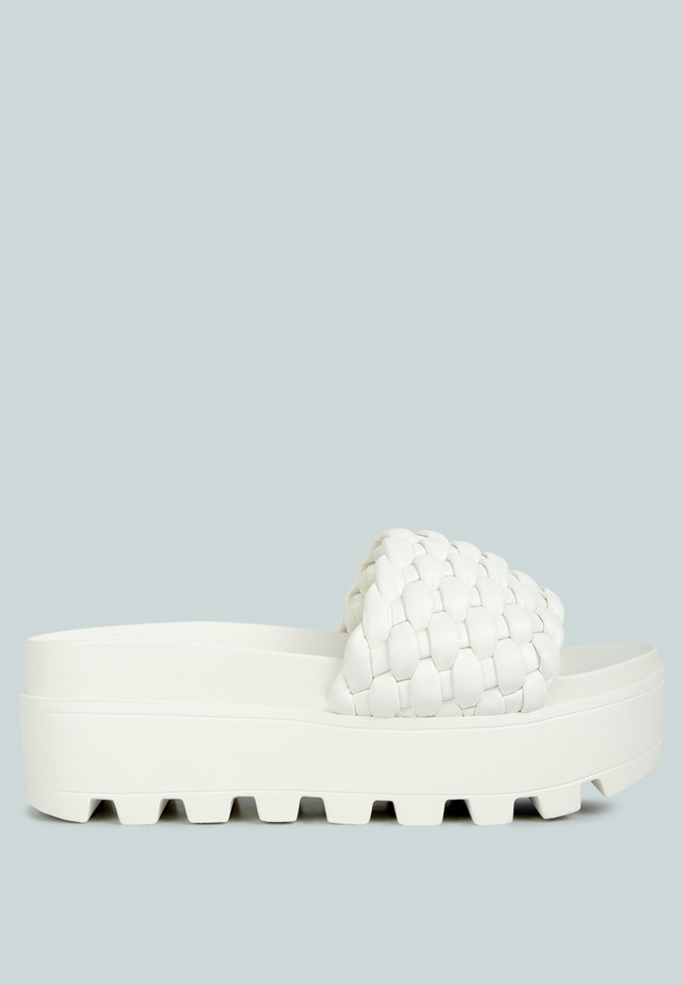 platform slides with woven textured straps by ruw#color_white