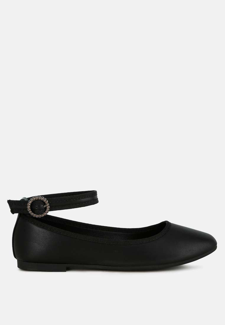 ankle strap detail ballet flats by ruw#color_black