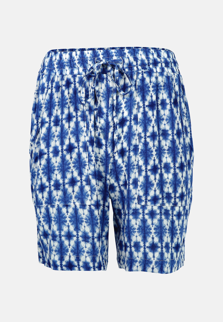comfy drawstring shorts#color_blue-print