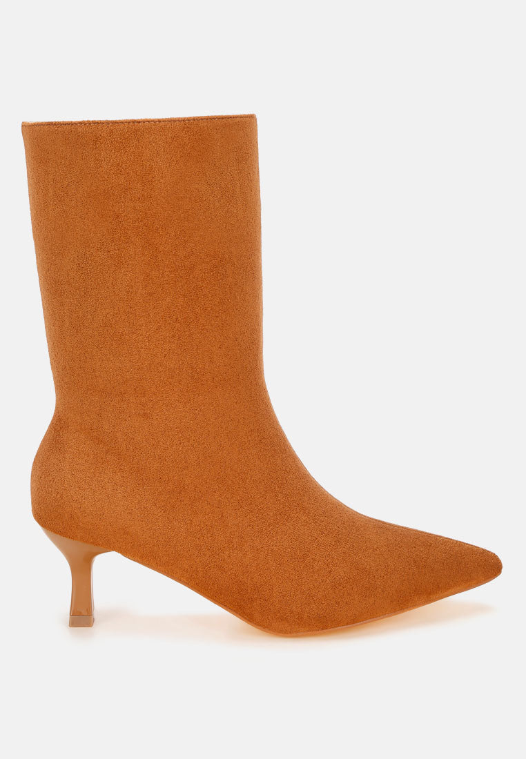 Bumbles Kitten Heel Pointed Toe Boots#color_tan-suede