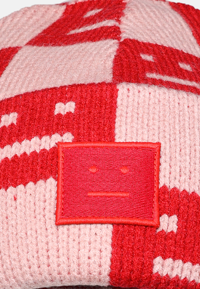 smiley motif knit beanie by ruw#color_red