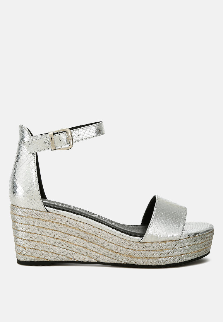 faux leather snake wedge espadrilles by ruw#color_silver