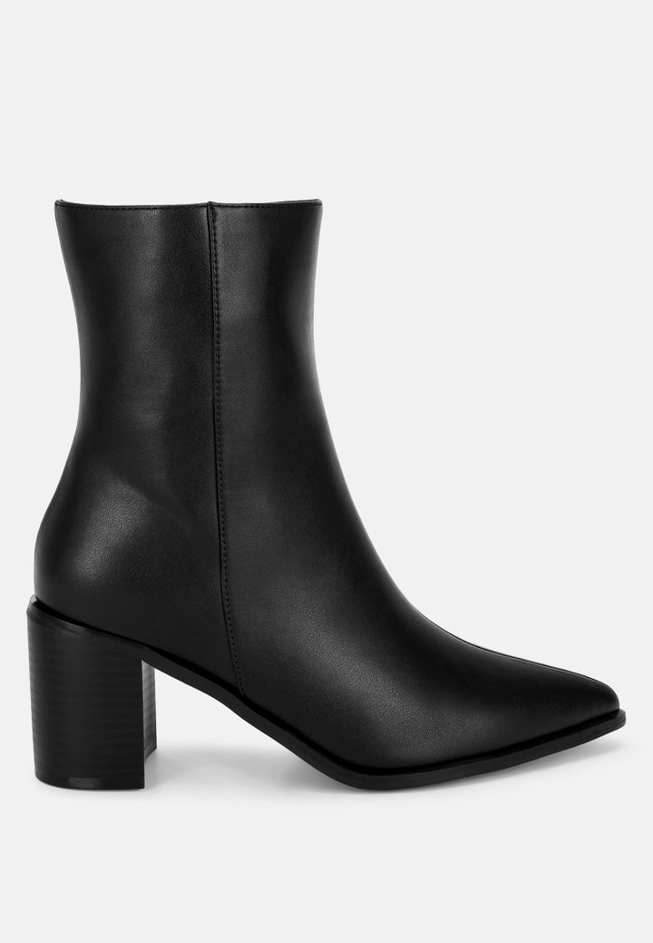 Jemima Pointy Toe Block Heel Boots#color_black-smooth