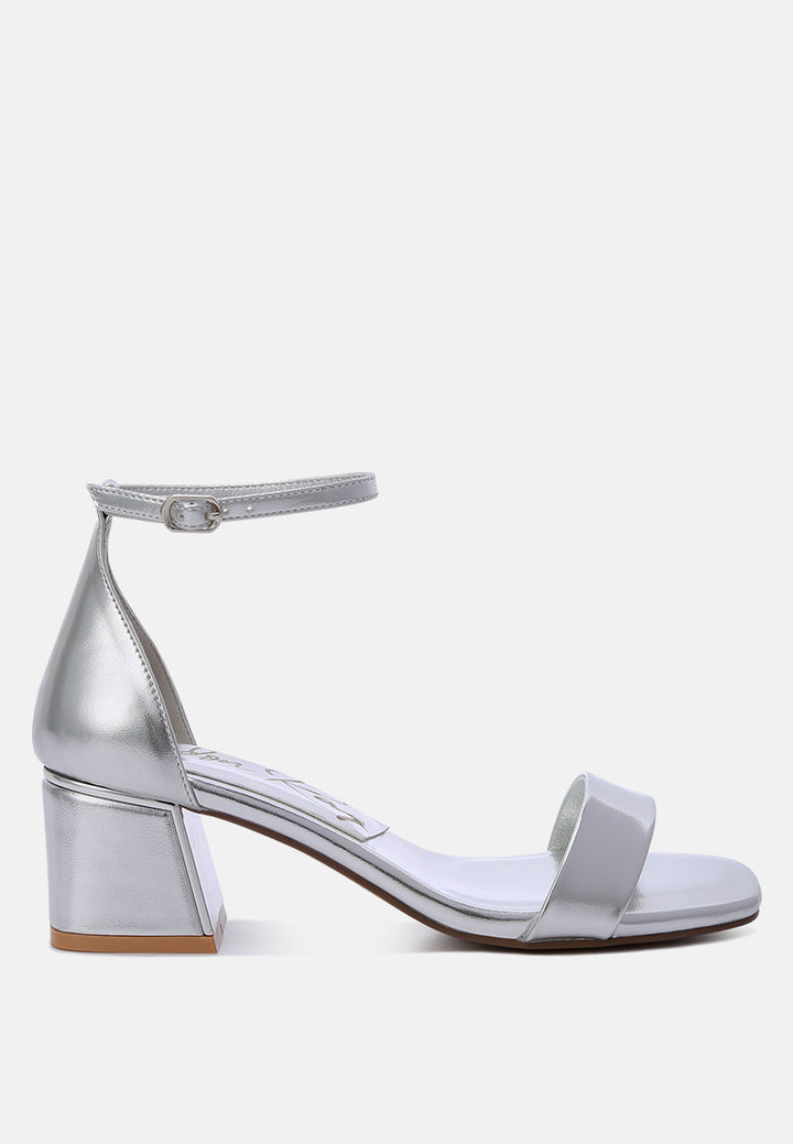 metallic block heel sandals by RUW#colour_silver