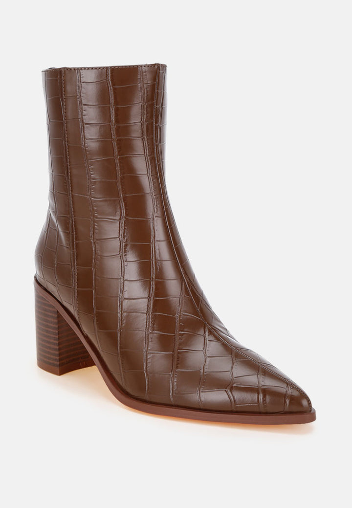 Jemima Pointy Toe Block Heel Boots#color_brown-croc