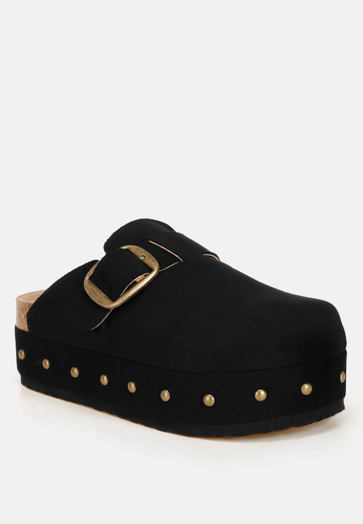 Alatna Minimal Studded Flatform Sandals#color_black