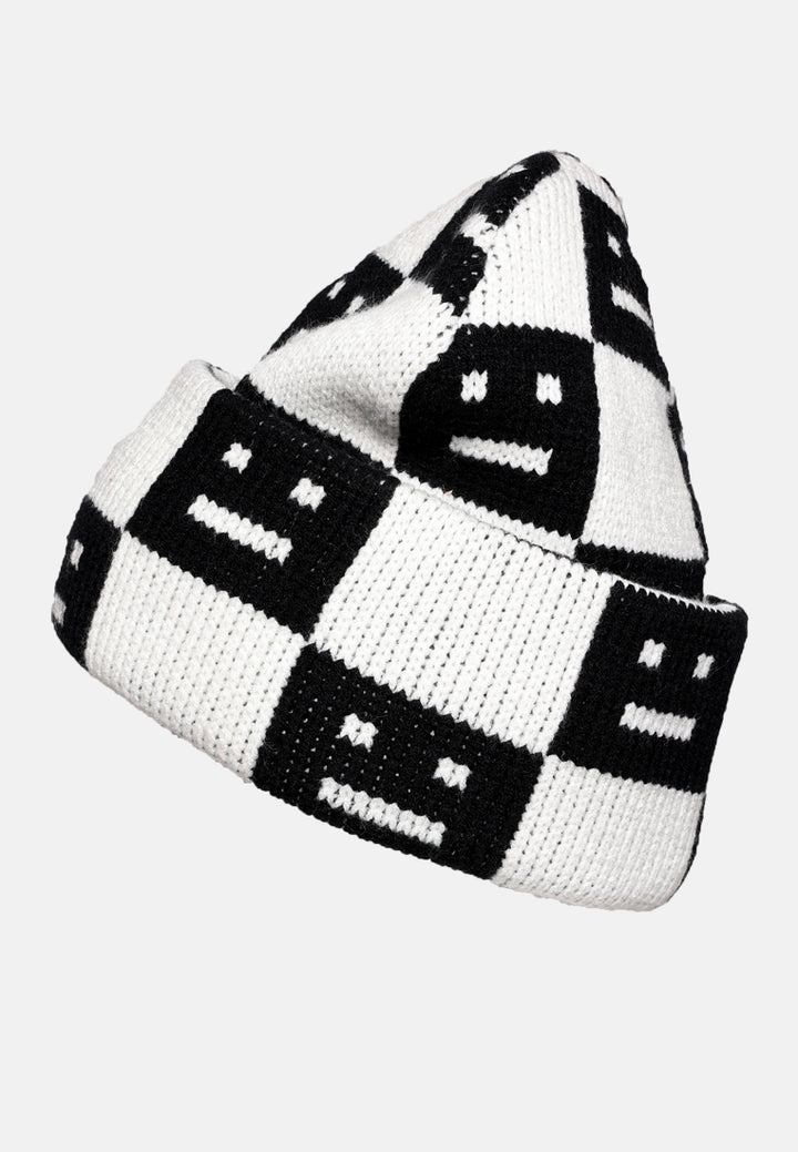 smiley motif knit beanie by ruw#color_black