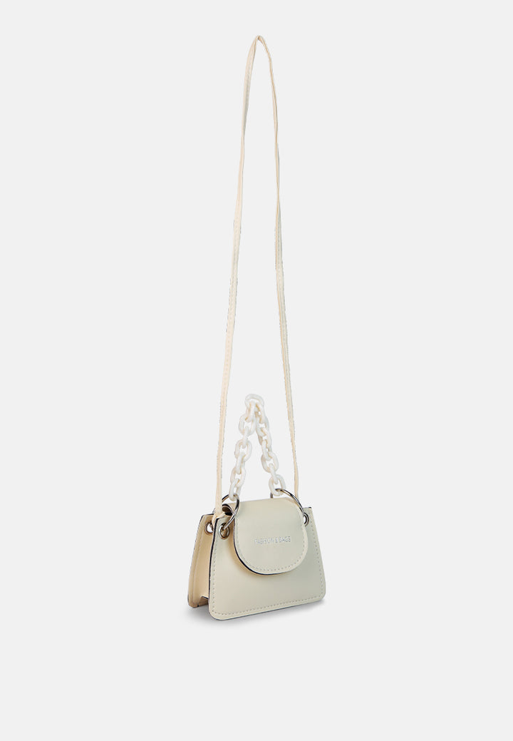 round flap mini statement bag#color_white