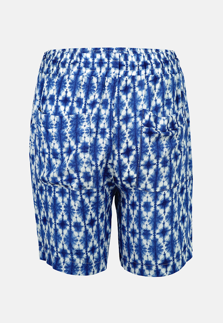 comfy drawstring shorts#color_blue-print
