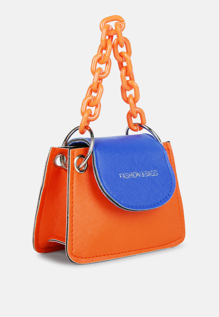 round flap mini statement bag#color_orange