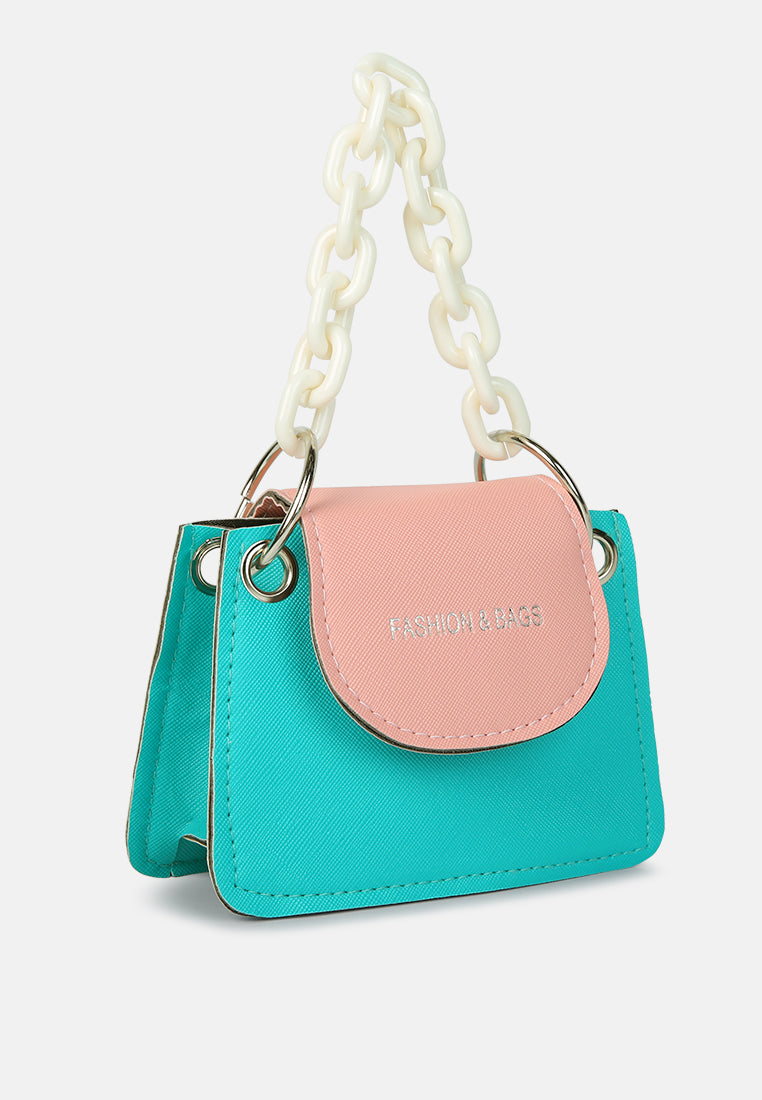 round flap mini statement bag#color_blue