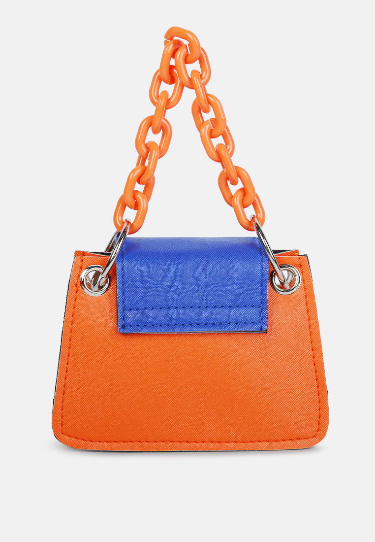 round flap mini statement bag#color_orange