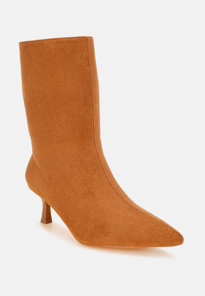 Bumbles Kitten Heel Pointed Toe Boots#color_tan-suede