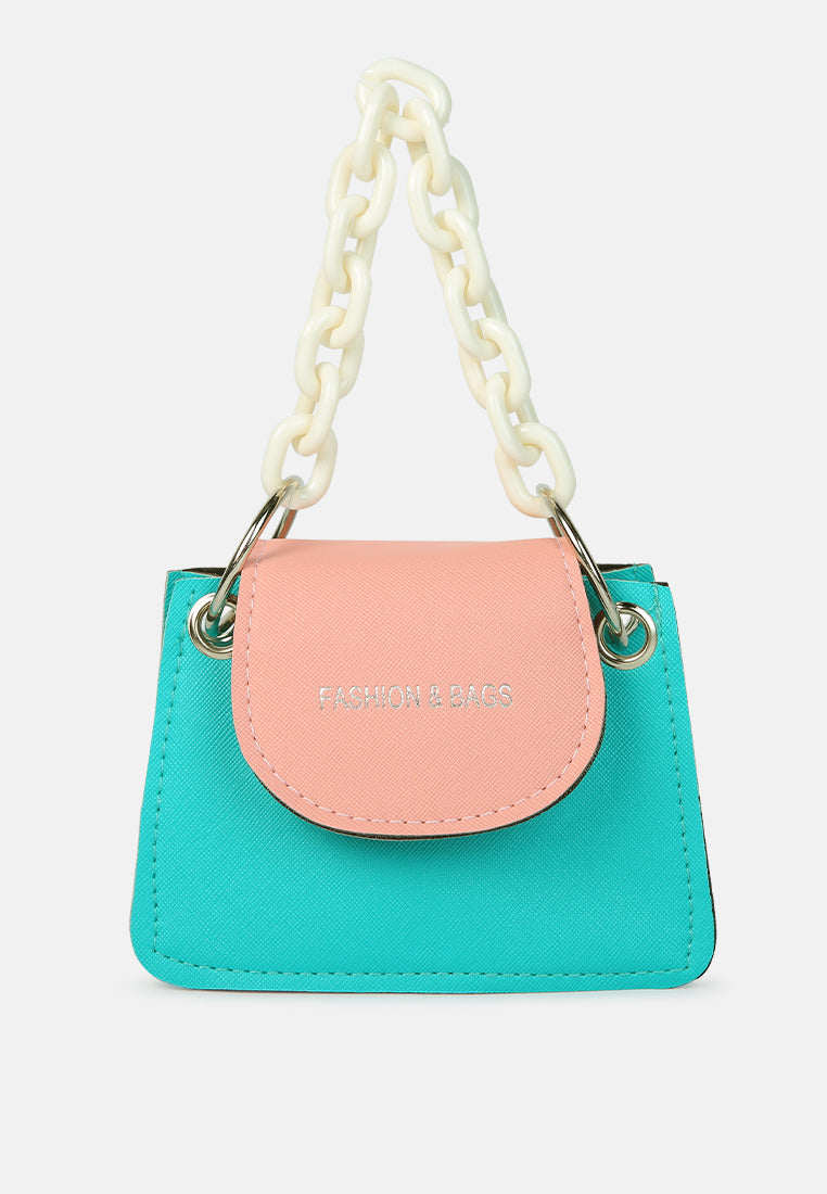 round flap mini statement bag#color_blue