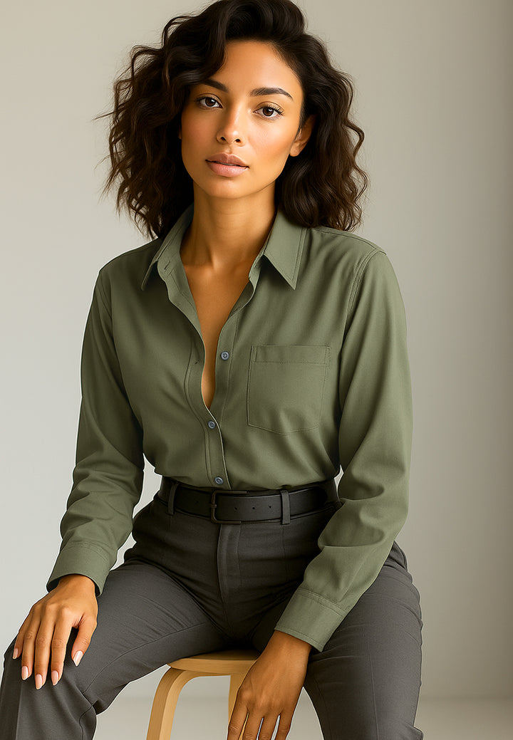 basic long sleeved collared shirt#color_sage-green