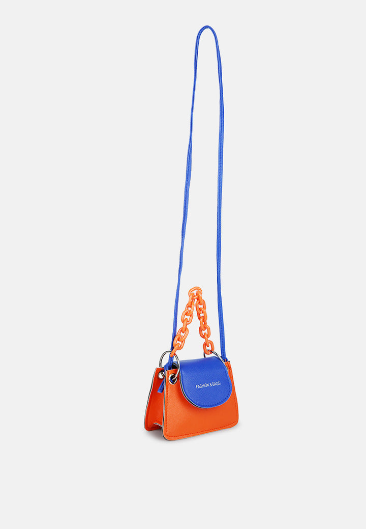 round flap mini statement bag#color_orange