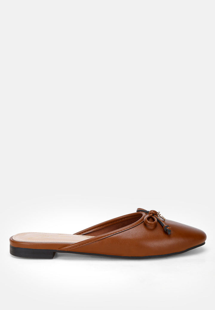 globus bow slip-on flat mules#color_brown
