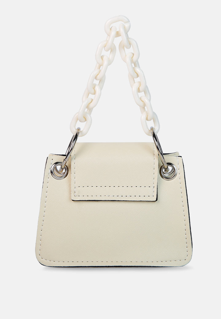 round flap mini statement bag#color_white