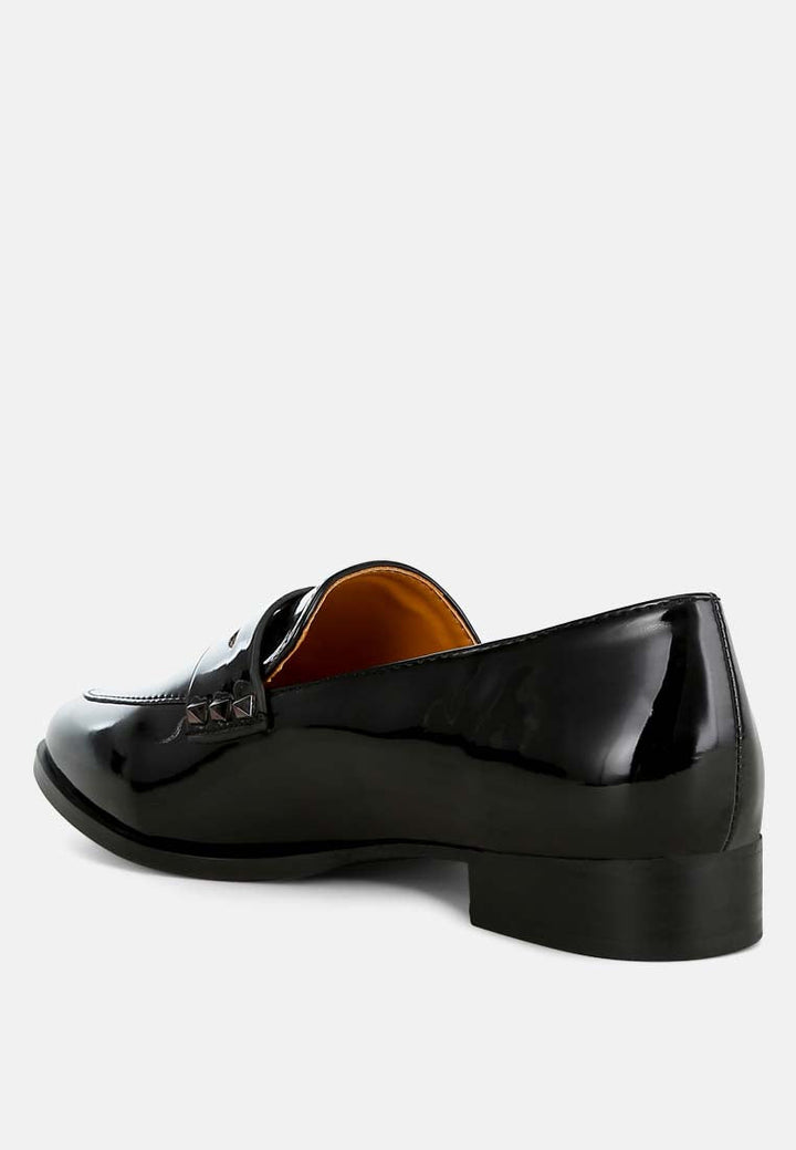 patent pleather penny loafers by ruw color_black