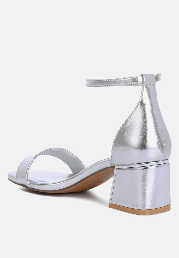 metallic block heel sandals by RUW#colour_silver