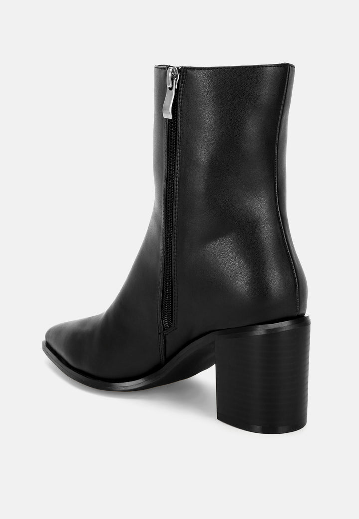 Jemima Pointy Toe Block Heel Boots#color_black-smooth