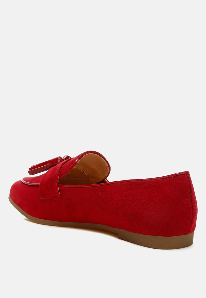 micro suede tassel loafers by ruw color_red