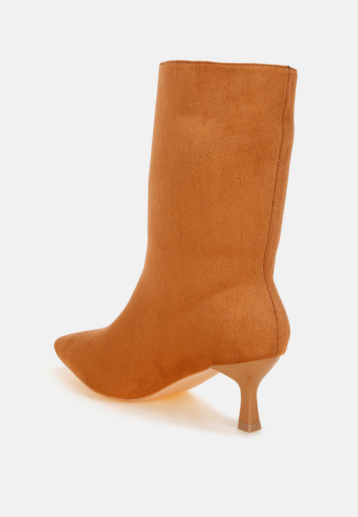 Bumbles Kitten Heel Pointed Toe Boots#color_tan-suede