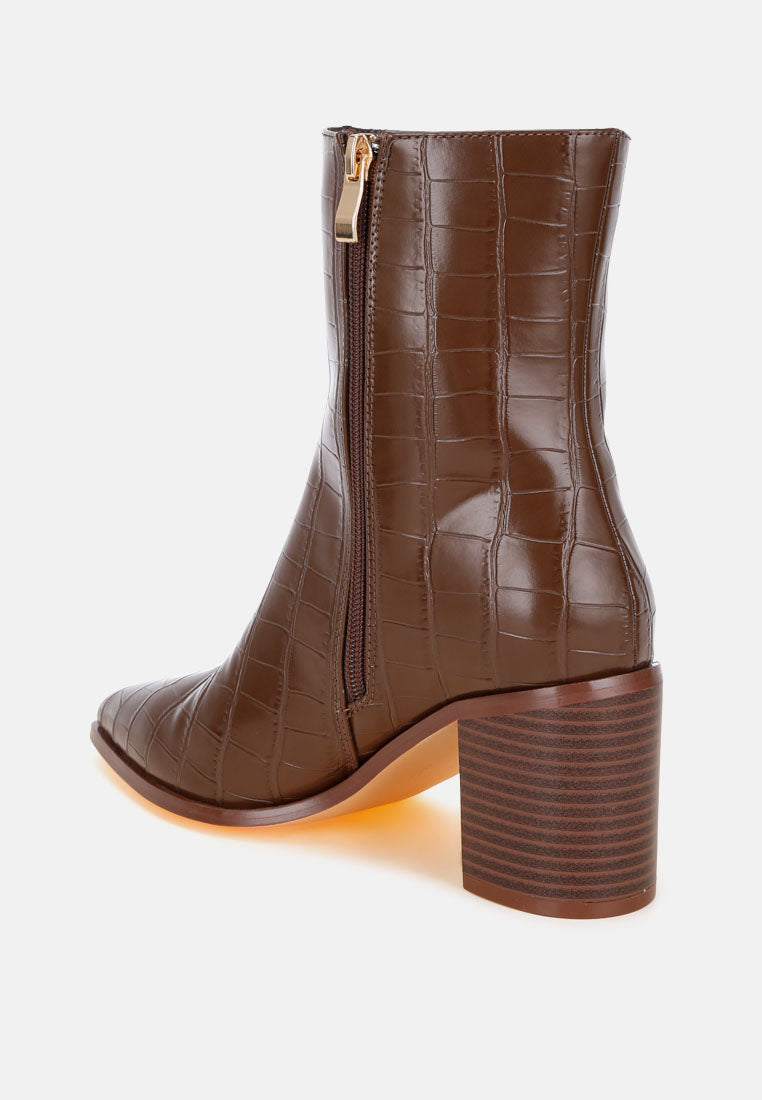 Jemima Pointy Toe Block Heel Boots#color_brown-croc