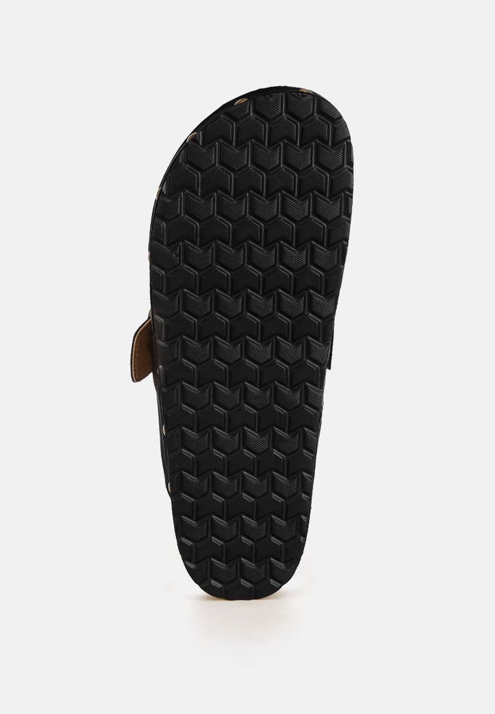 Alatna Minimal Studded Flatform Sandals#color_black