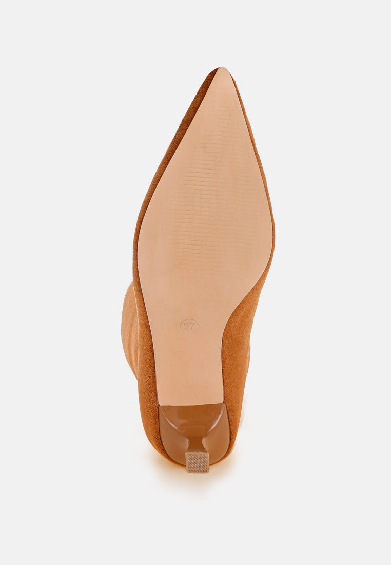 Bumbles Kitten Heel Pointed Toe Boots#color_tan-suede