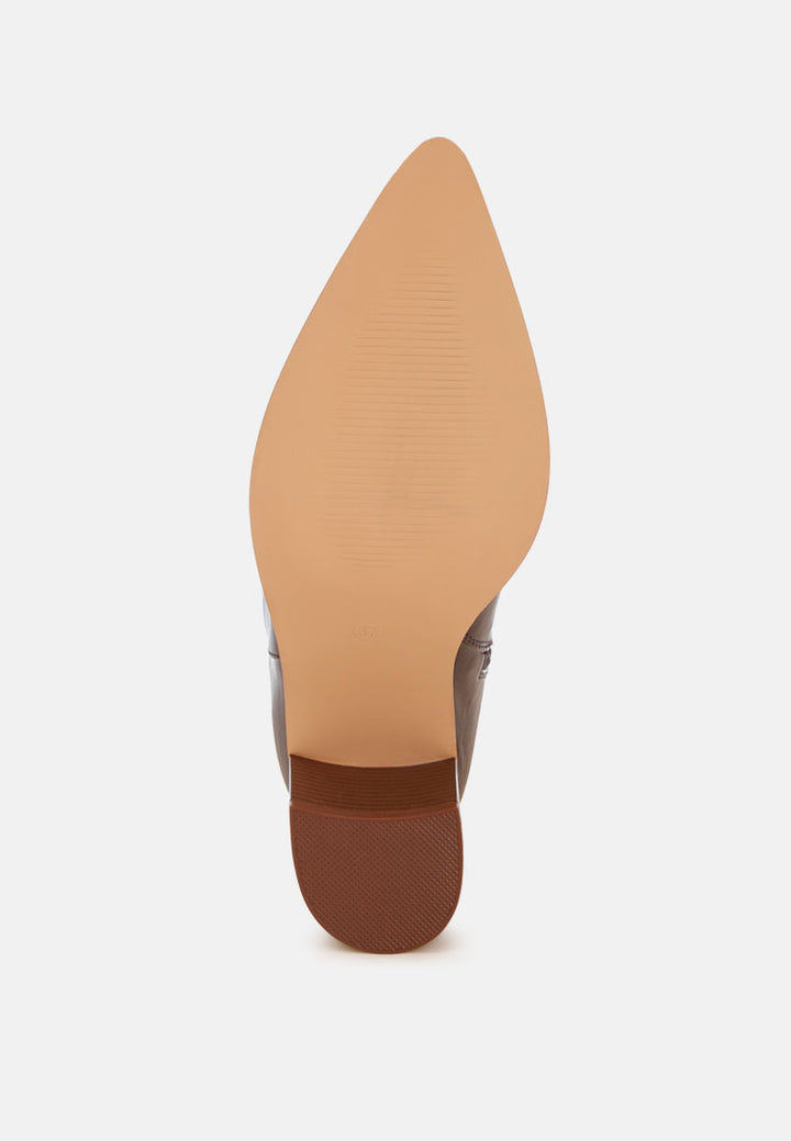 Jemima Pointy Toe Block Heel Boots#color_brown-smooth