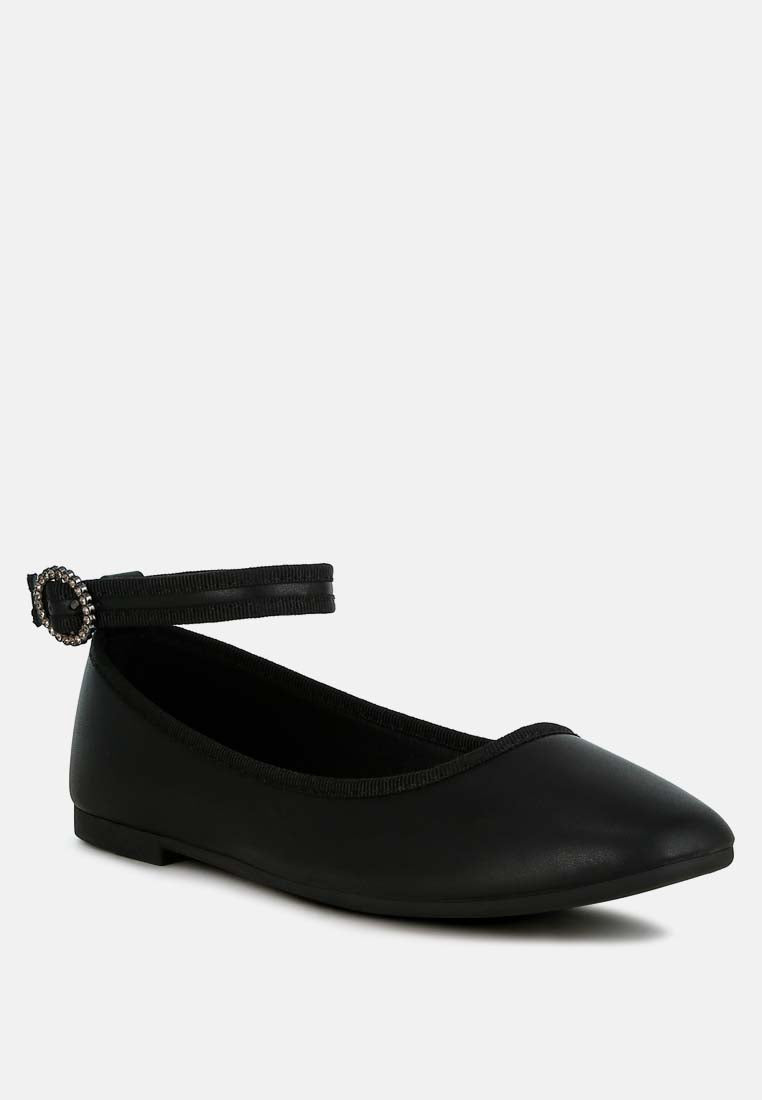 ankle strap detail ballet flats by ruw#color_black