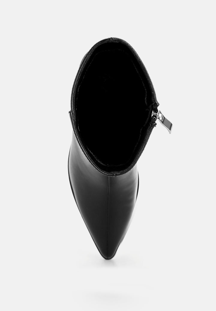 Jemima Pointy Toe Block Heel Boots#color_black-smooth