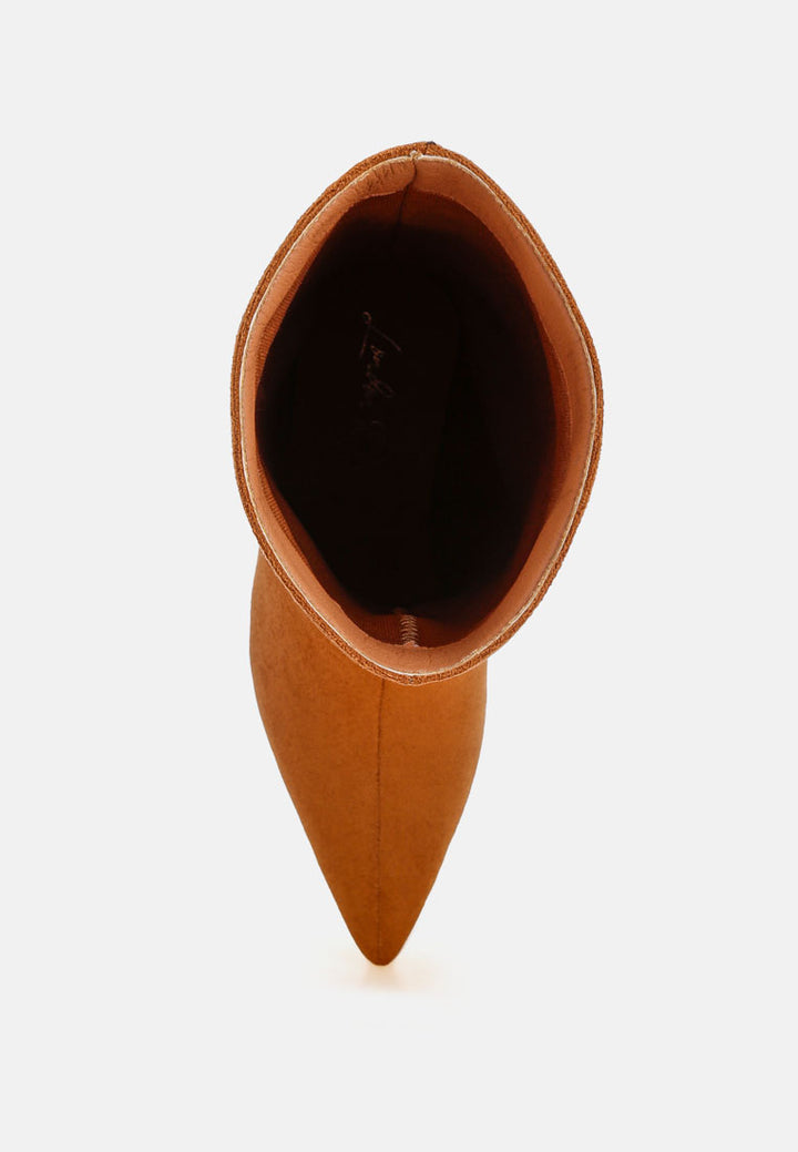 Bumbles Kitten Heel Pointed Toe Boots#color_tan-suede