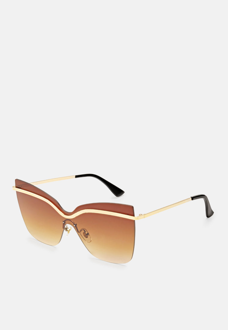 stylized rim cateye sunglasses#color_tan