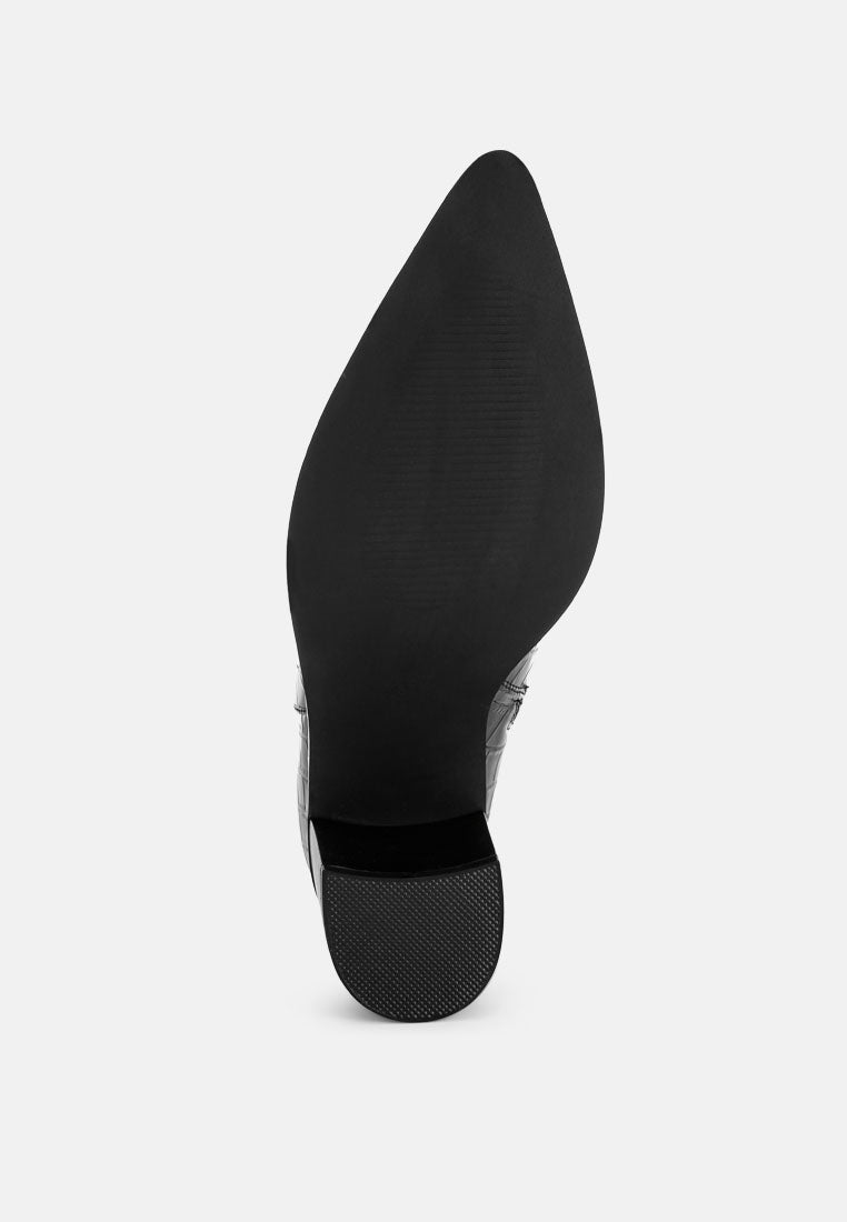 Jemima Pointy Toe Block Heel Boots#color_black-croc
