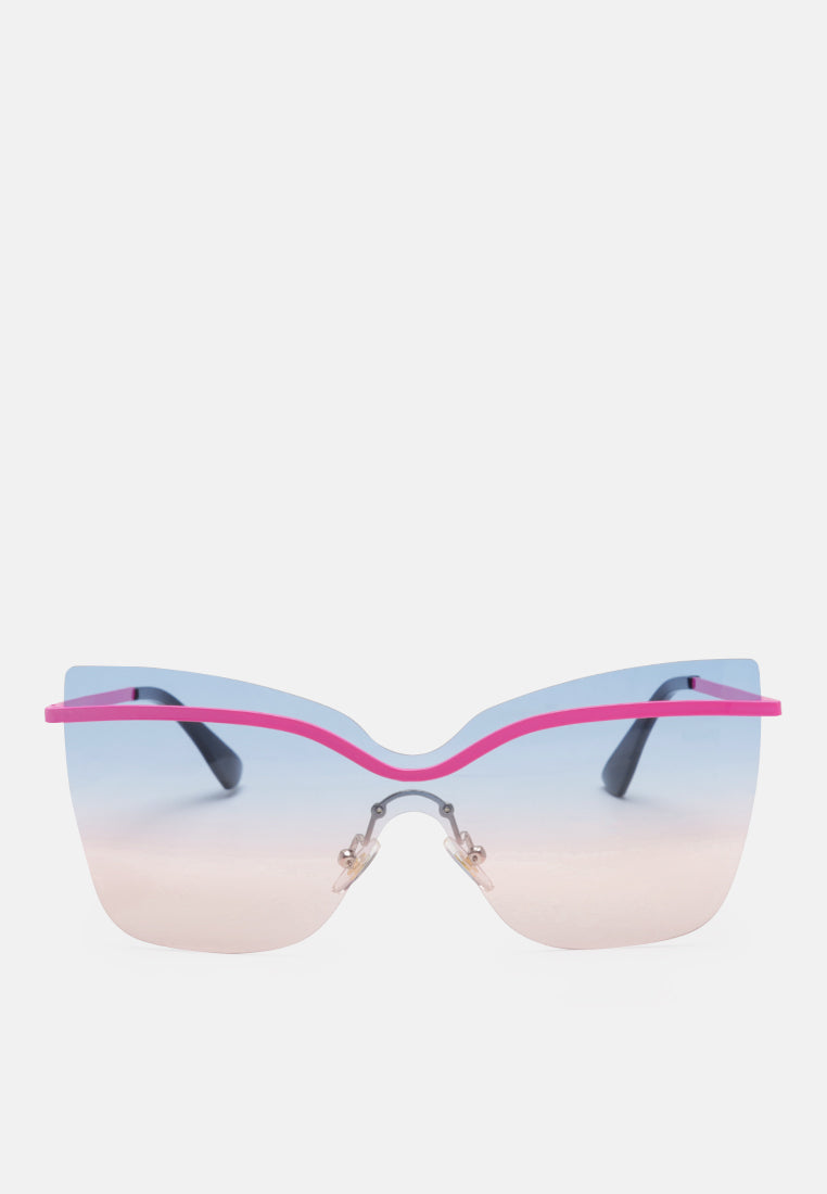 stylized rim cateye sunglasses#color_pink