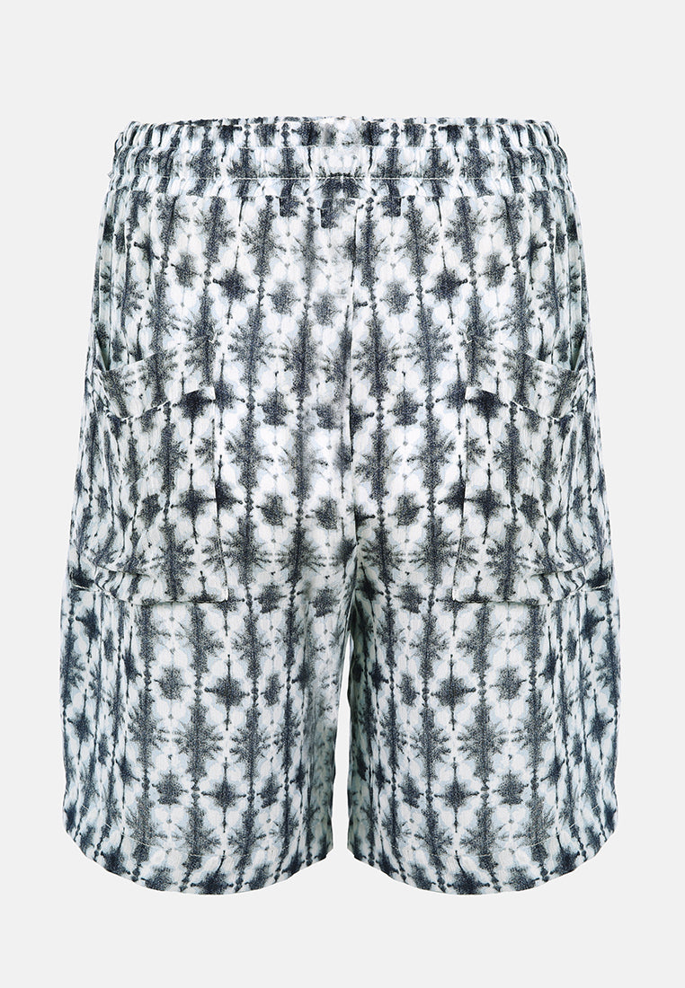 comfy drawstring shorts#color_black-print