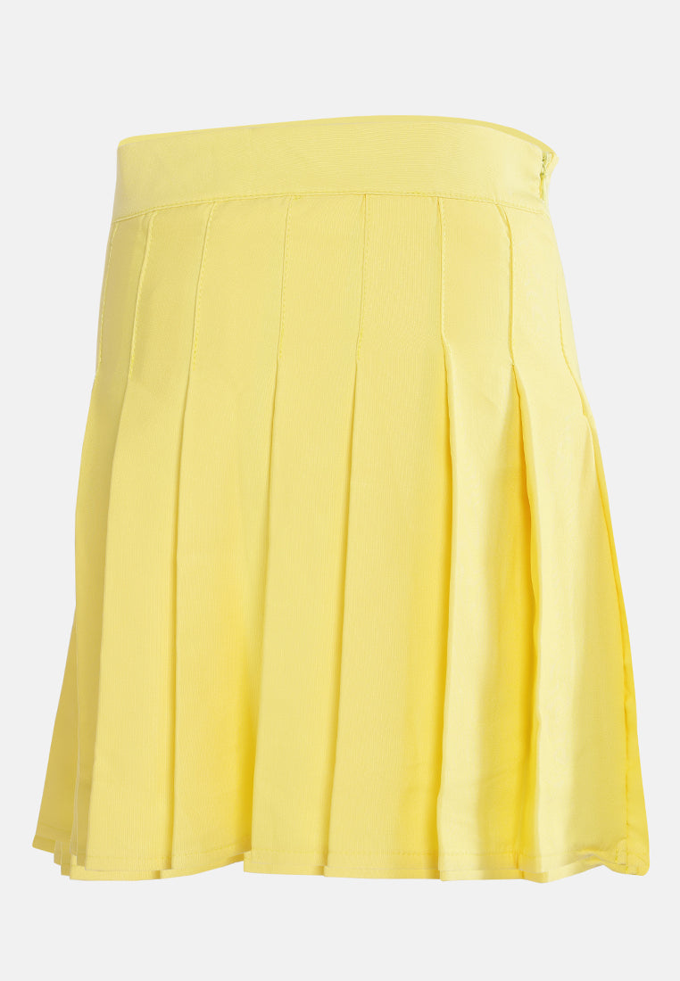 knife pleated mini skirt by ruw#color_yellow