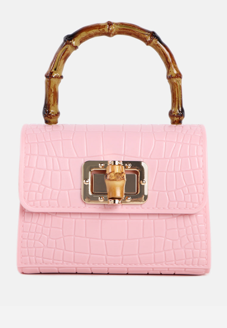 croc sling handbag#coor_pink