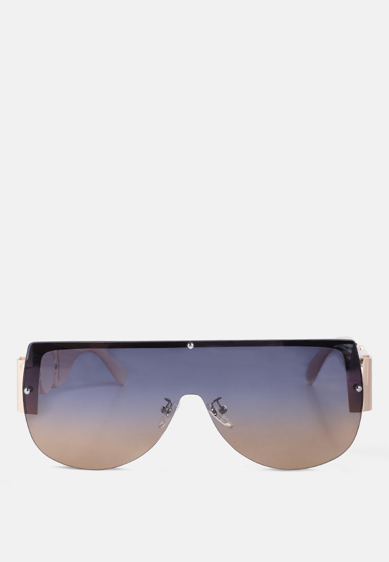 shield shaded oversized sunglasses#color_gold