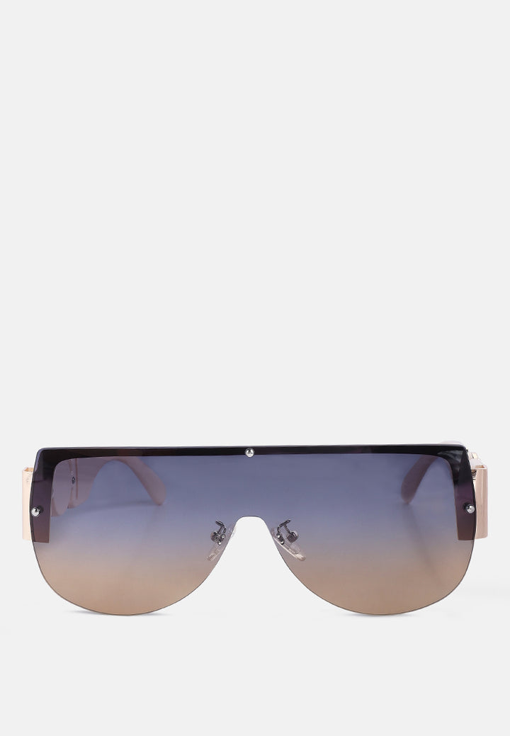 shield shaded oversized sunglasses#color_gold