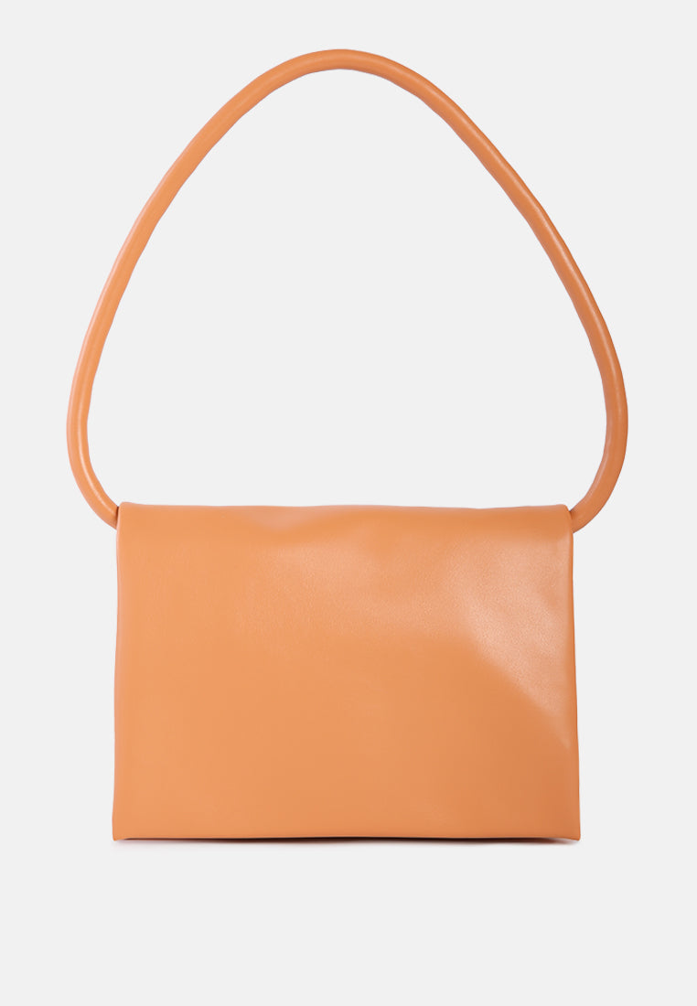 three fold faux leather handbag#color_orange