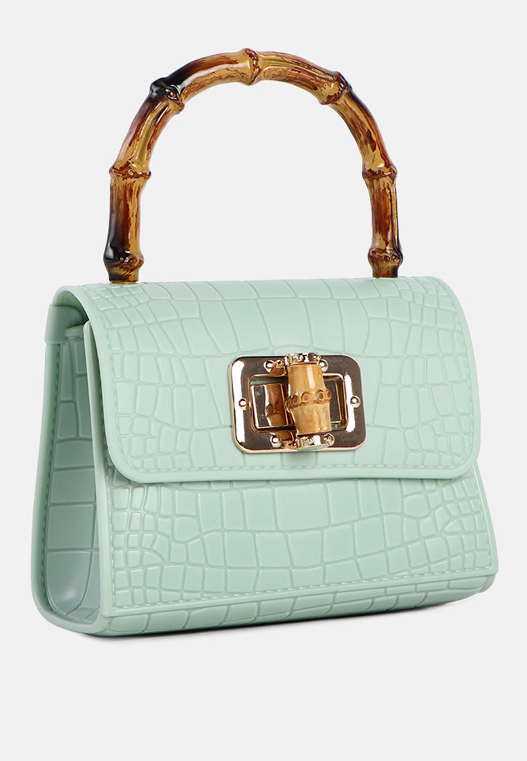 croc sling handbag#coor_mint