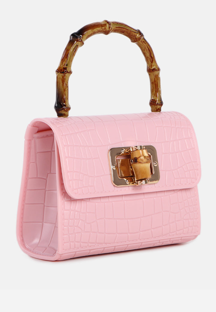croc sling handbag#coor_pink