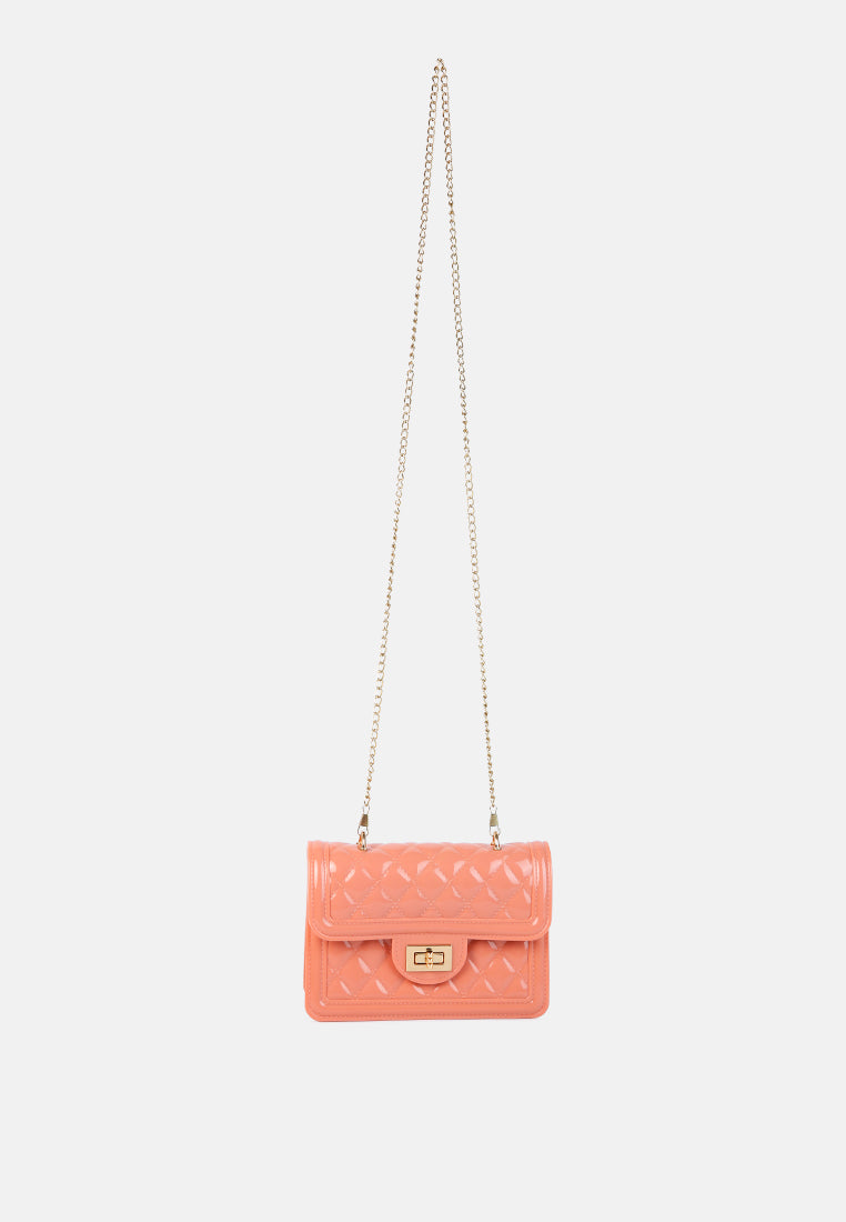 jelly quilted sling bag#color_pink