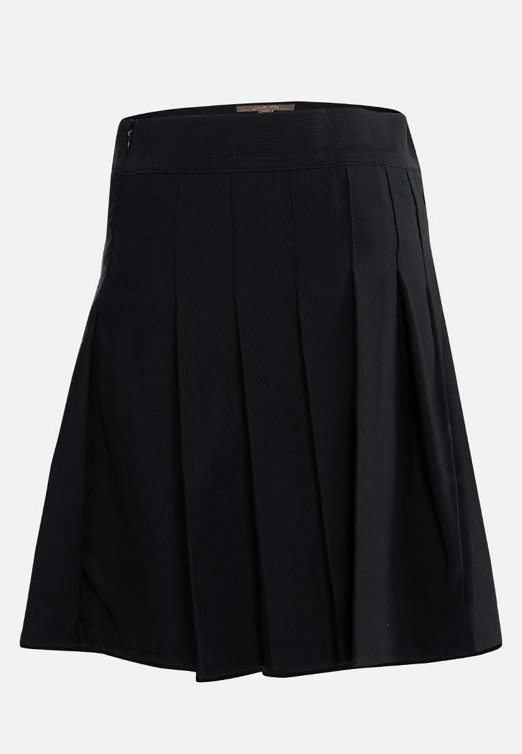 knife pleated mini skirt by ruw#color_black